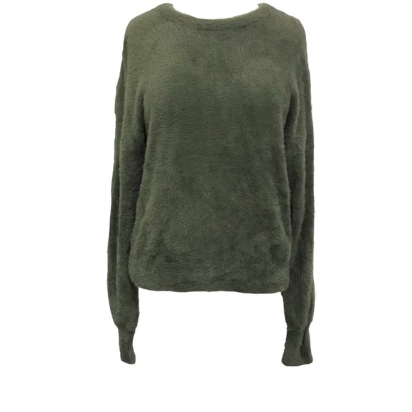 Express Green Crewneck Fluffy Sweater Size Small - Picture 8 of 8